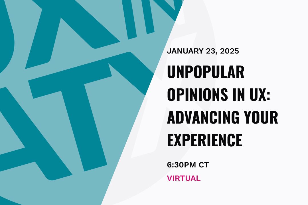 even banner says "Unpopular Opinions in UX" with event details